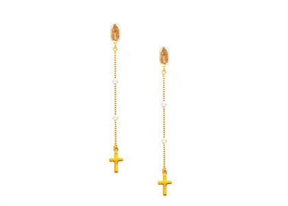 Two Tone Plated Mother Mary Earring